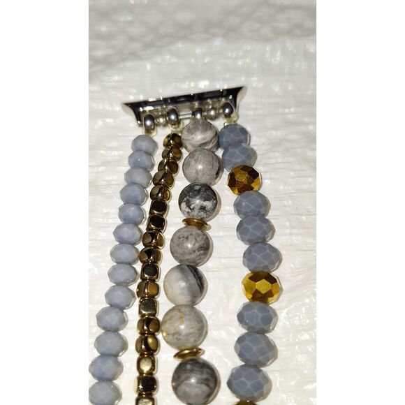 Apple Watch Gemstone Band Layered Agate Stretchy Elegant Boho Bracelet - Picture 7 of 7